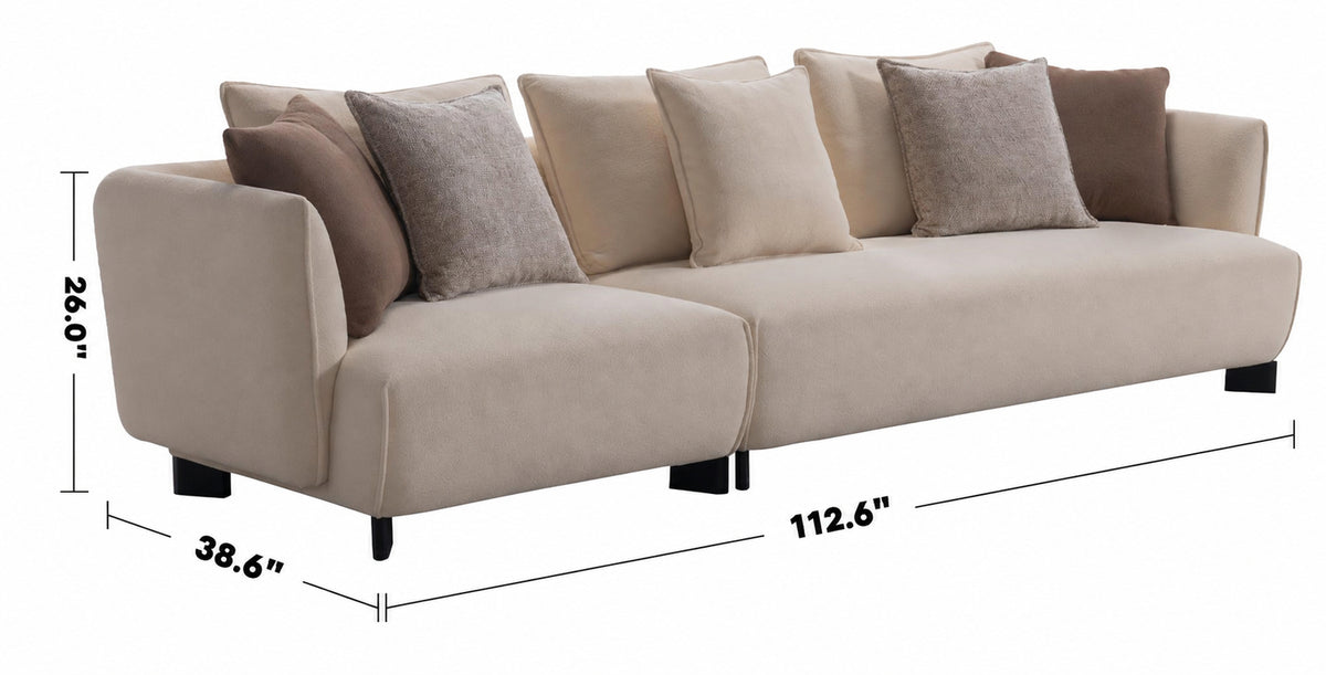 Modern Fabric 4 Seater Sofa ANGLER Size Chart