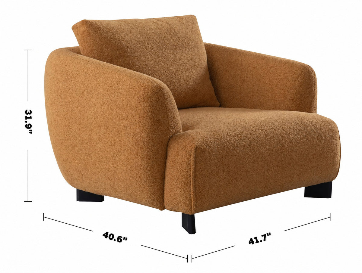Modern Sherpa Fabric 1 Seater Sofa SAFFRON Size Chart