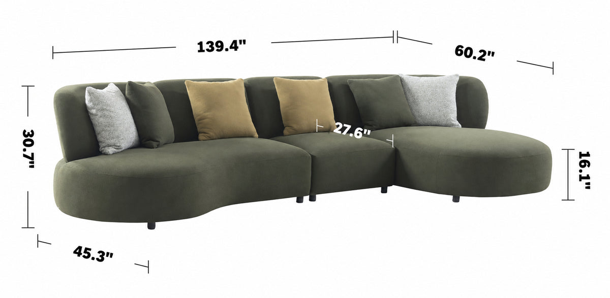 Cream Fabric L Shape Sectional Sofa FORES 4+L Size Chart