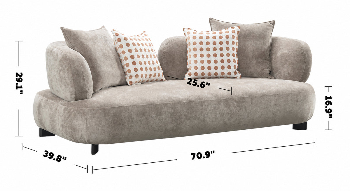 Cream Sherpa Fabric 2 Seater Sofa CALYX Size Chart