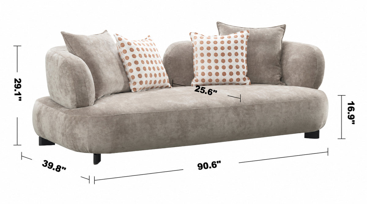 Cream Sherpa Fabric 3 Seater Sofa CALYX Size Chart