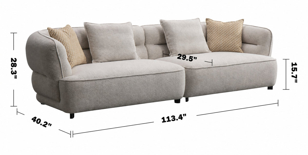 Modern Mixed Weave Fabric 4 Seater Sofa MANOR Size Chart