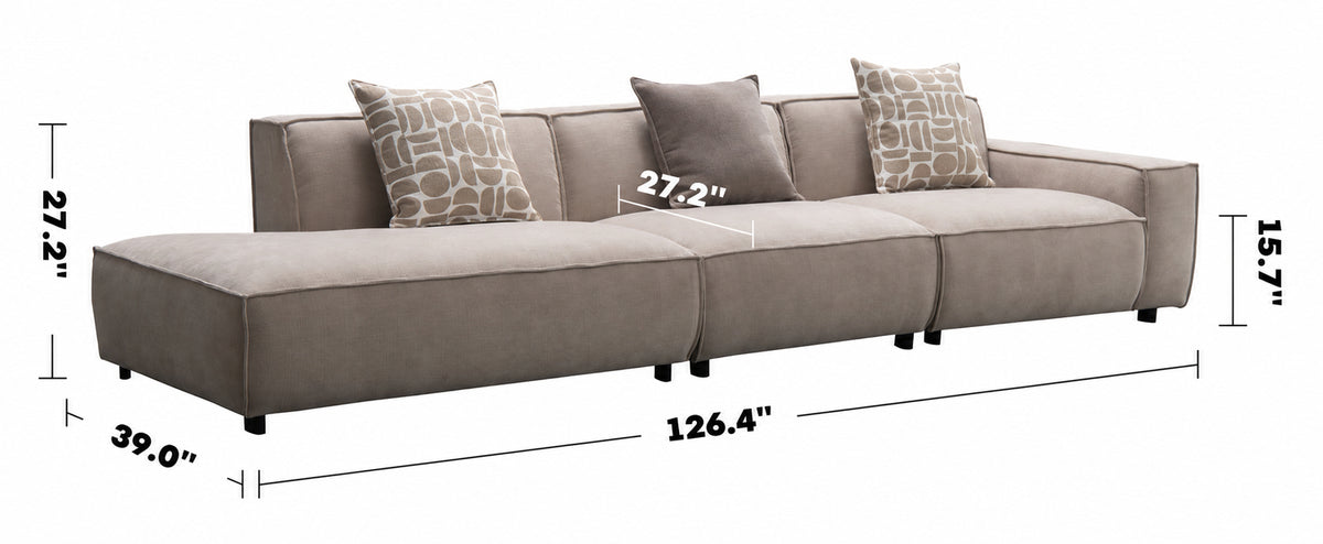 Minimalist Mixed Weave Fabric 5 Seater Sofa GLADE Size Chart