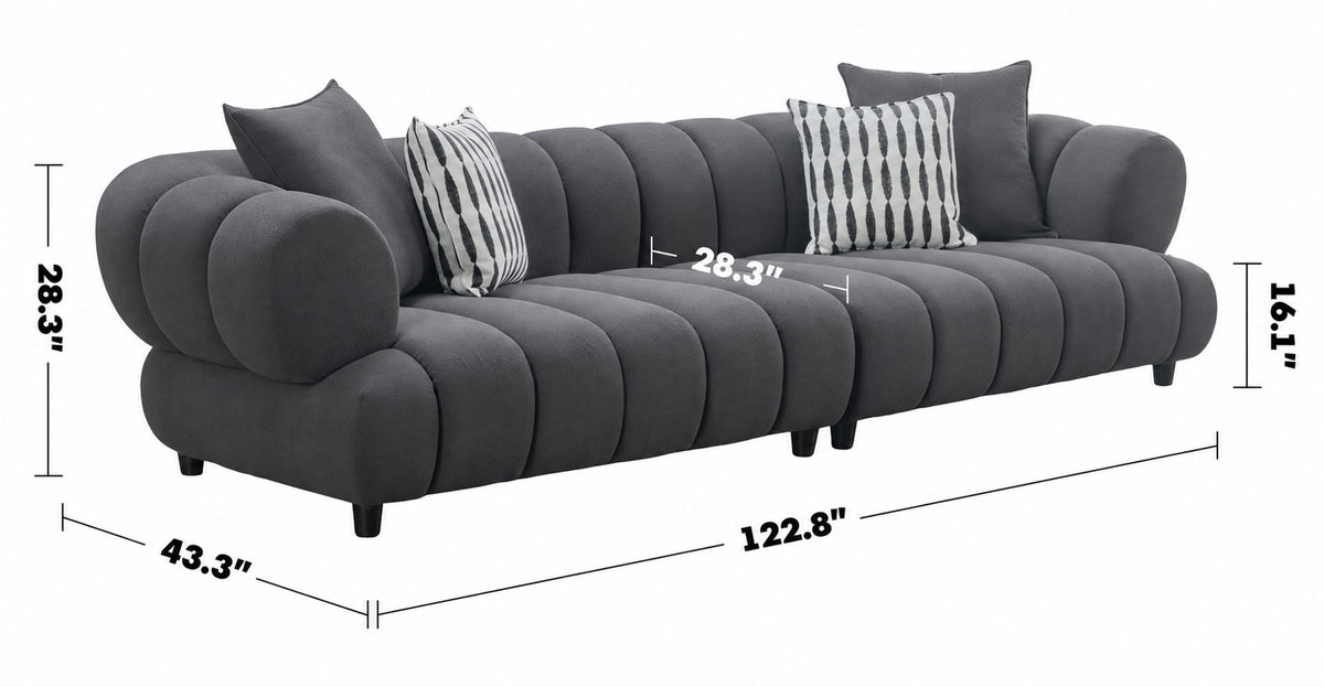 Modern Sherpa Fabric 5 Seater Sofa LACE Size Chart