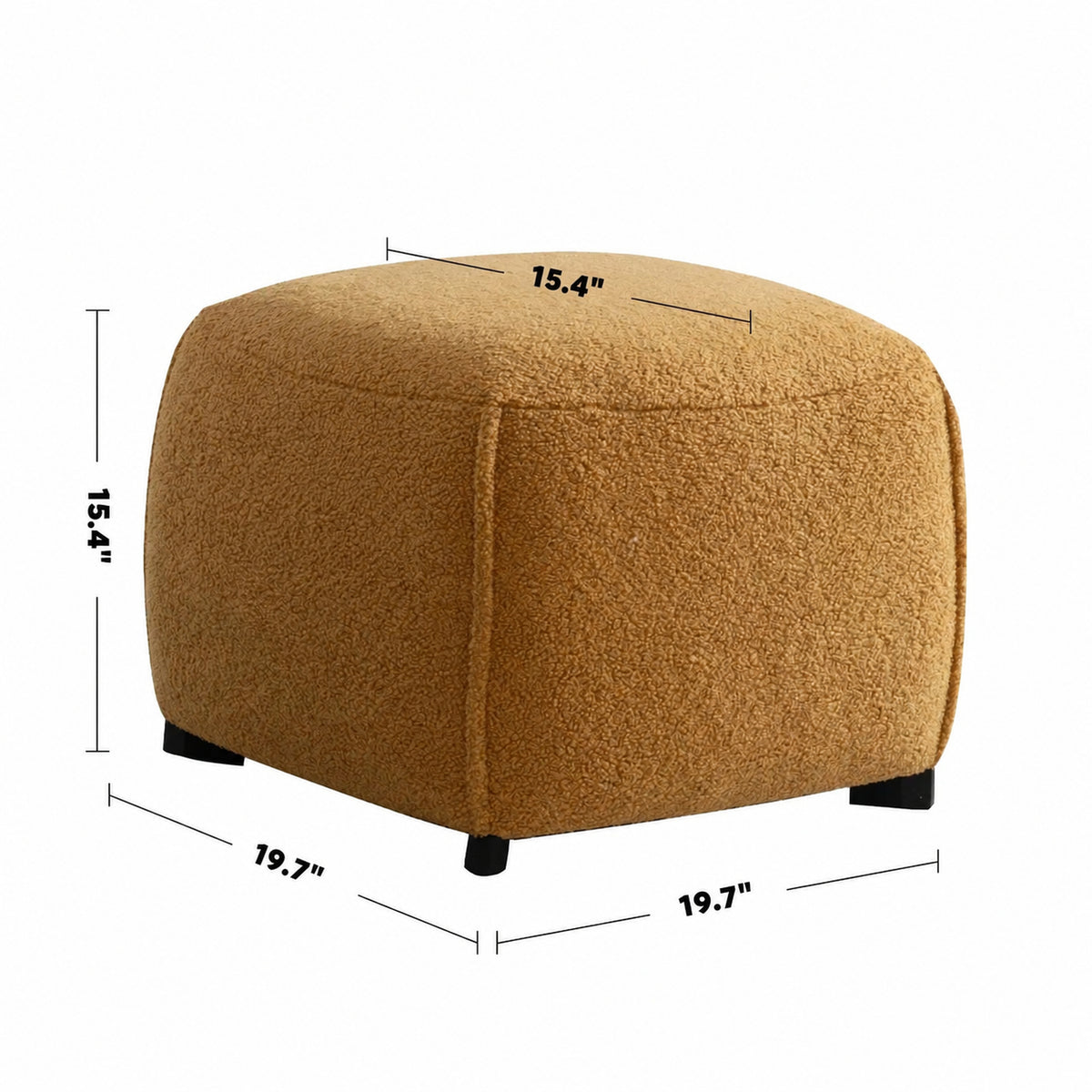 Cream Sherpa Fabric Ottoman SAFFRON Size Chart