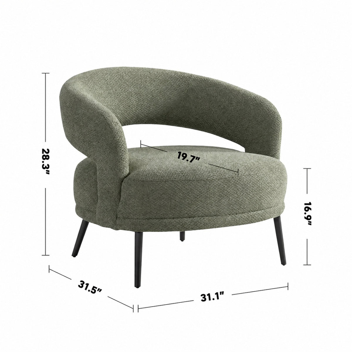 Modern Mixed Weave Fabric 1 Seater Sofa YARD Size Chart