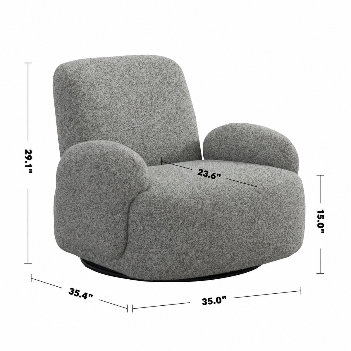 Cream Mixed Weave Fabric Revolving 1 Seater Sofa PARAPET Size Chart