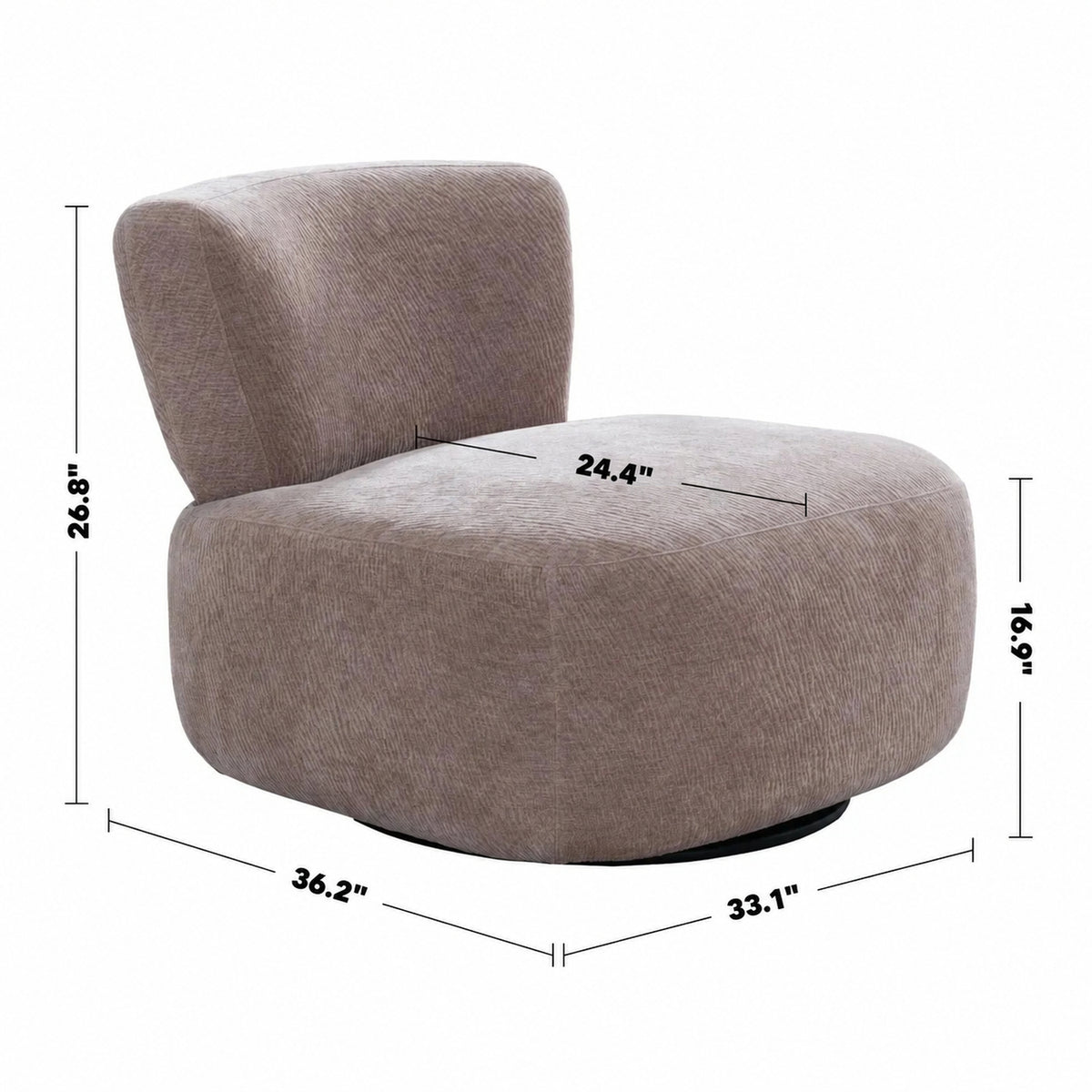 Cream Corduroy Velvet Fabric Revolving 1 Seater Sofa GNETT Size Chart
