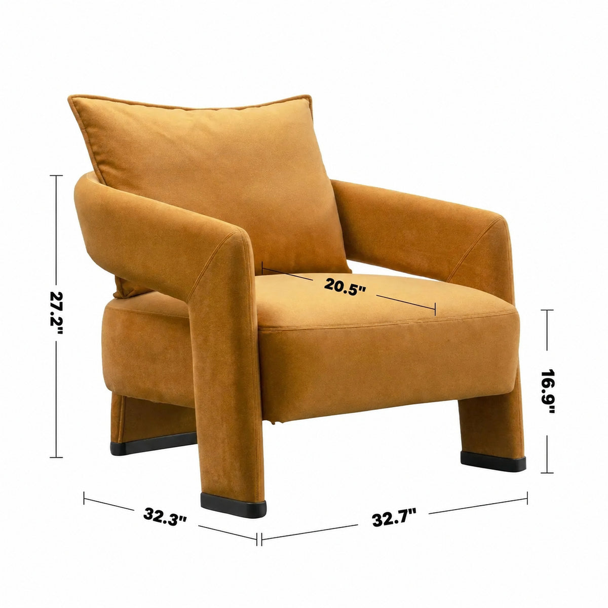 Modern Suede Fabric 1 Seater Sofa PHERAL Size Chart