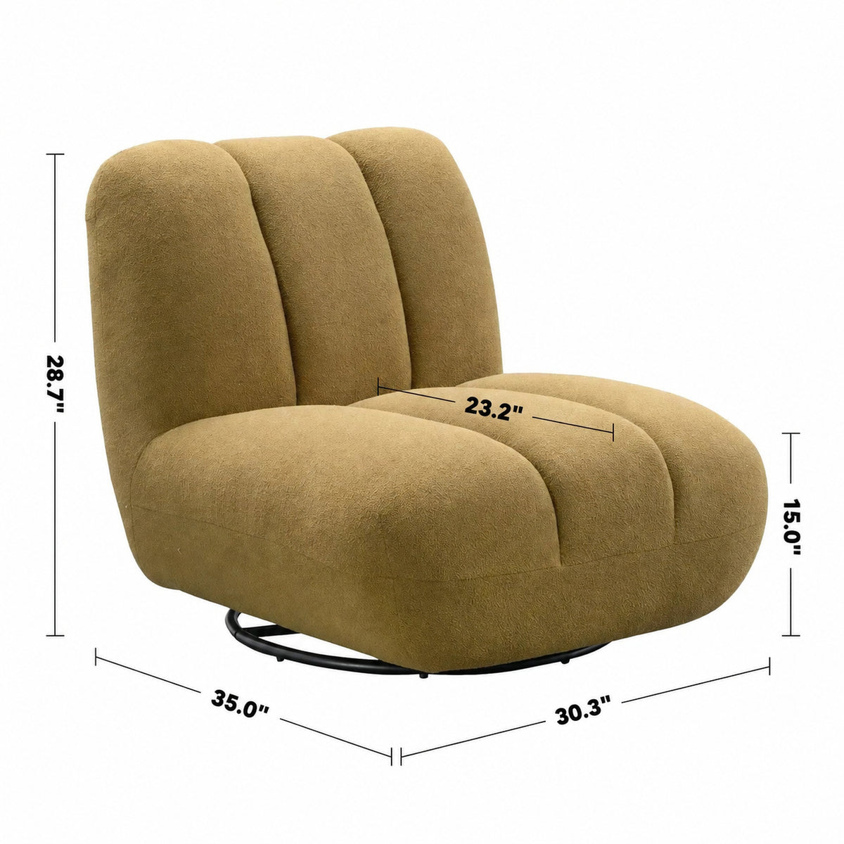Cream Sherpa Fabric Revolving 1 Seater Sofa LIMESTONE Size Chart
