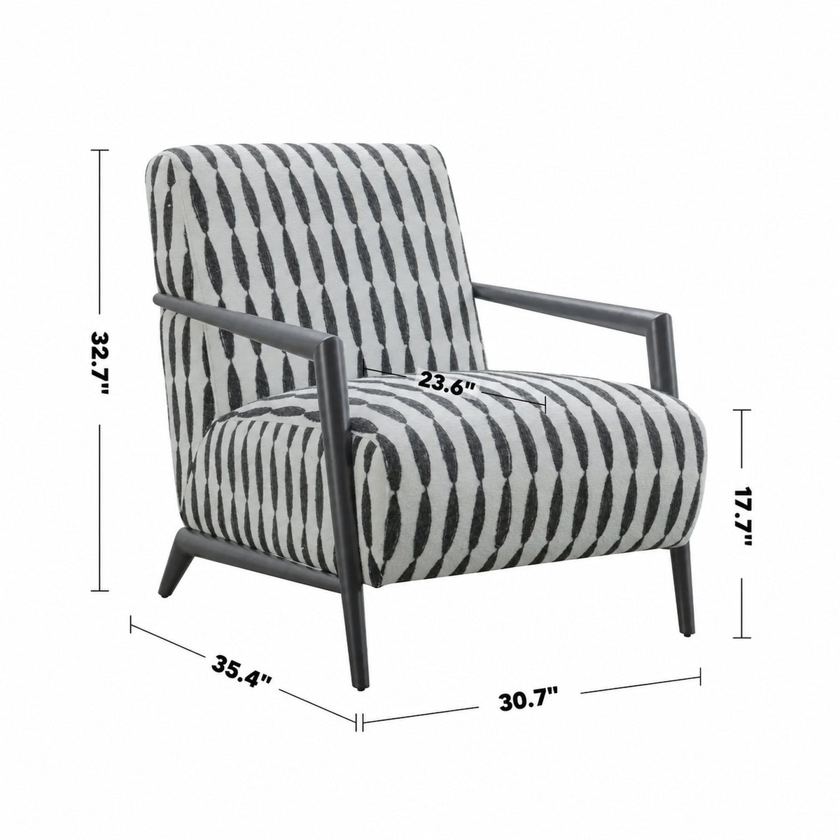 Modern Mixed Weave Fabric 1 Seater Sofa FELDSPAR Size Chart
