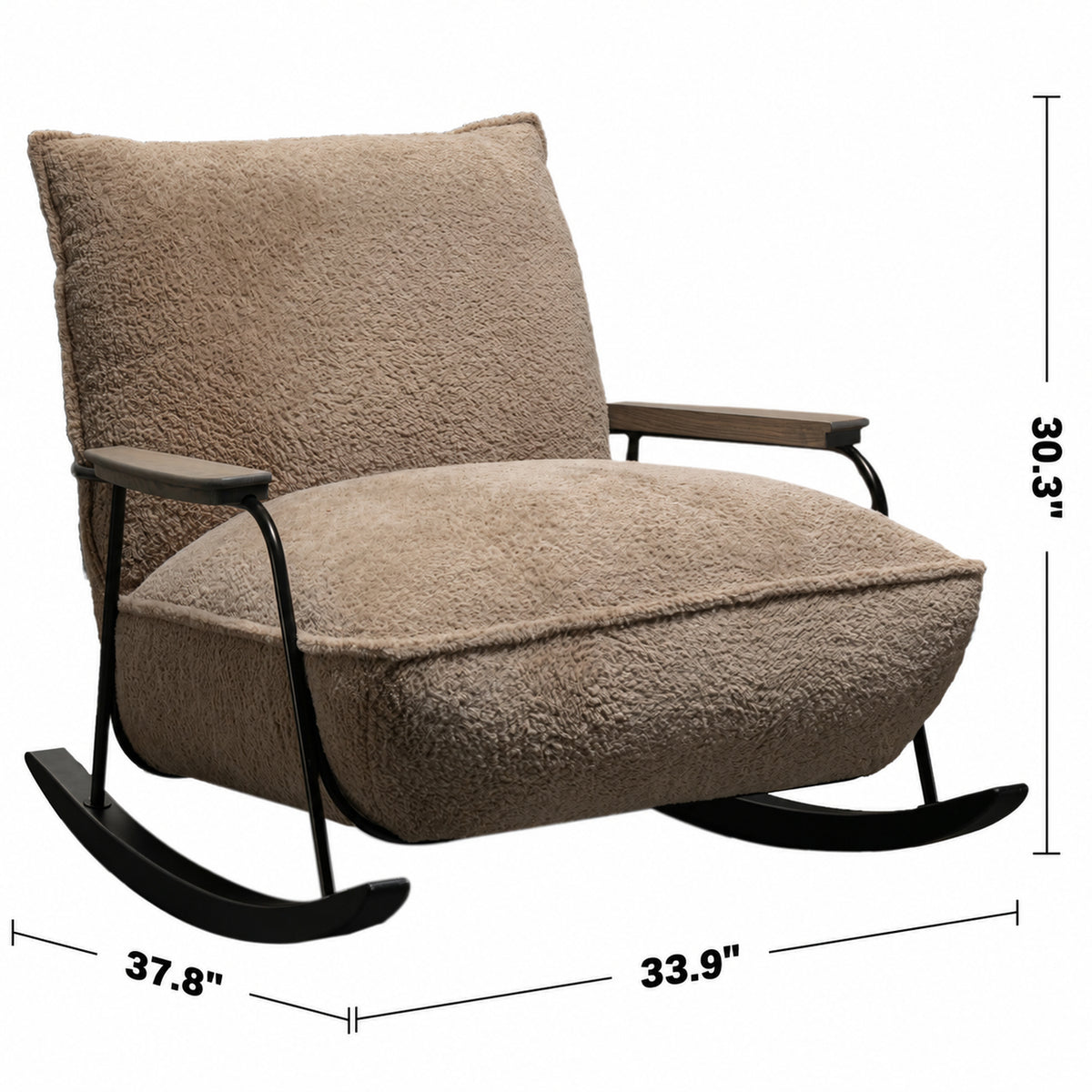 Cream Sherpa Fabric Rocking Chair 1 Seater Sofa CLOUDY Size Chart