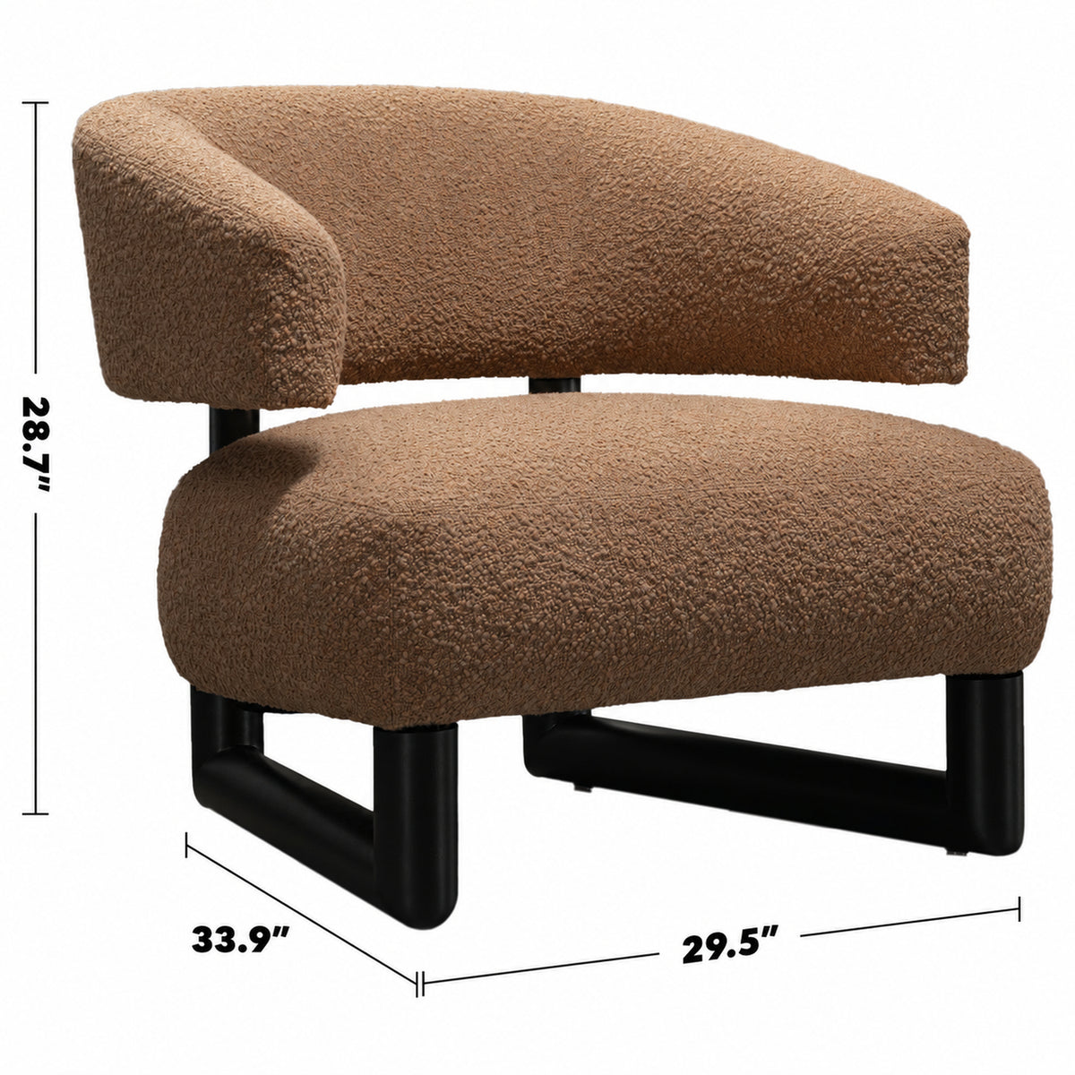 Cream Boucle Fabric 1 Seater Sofa ARC Size Chart