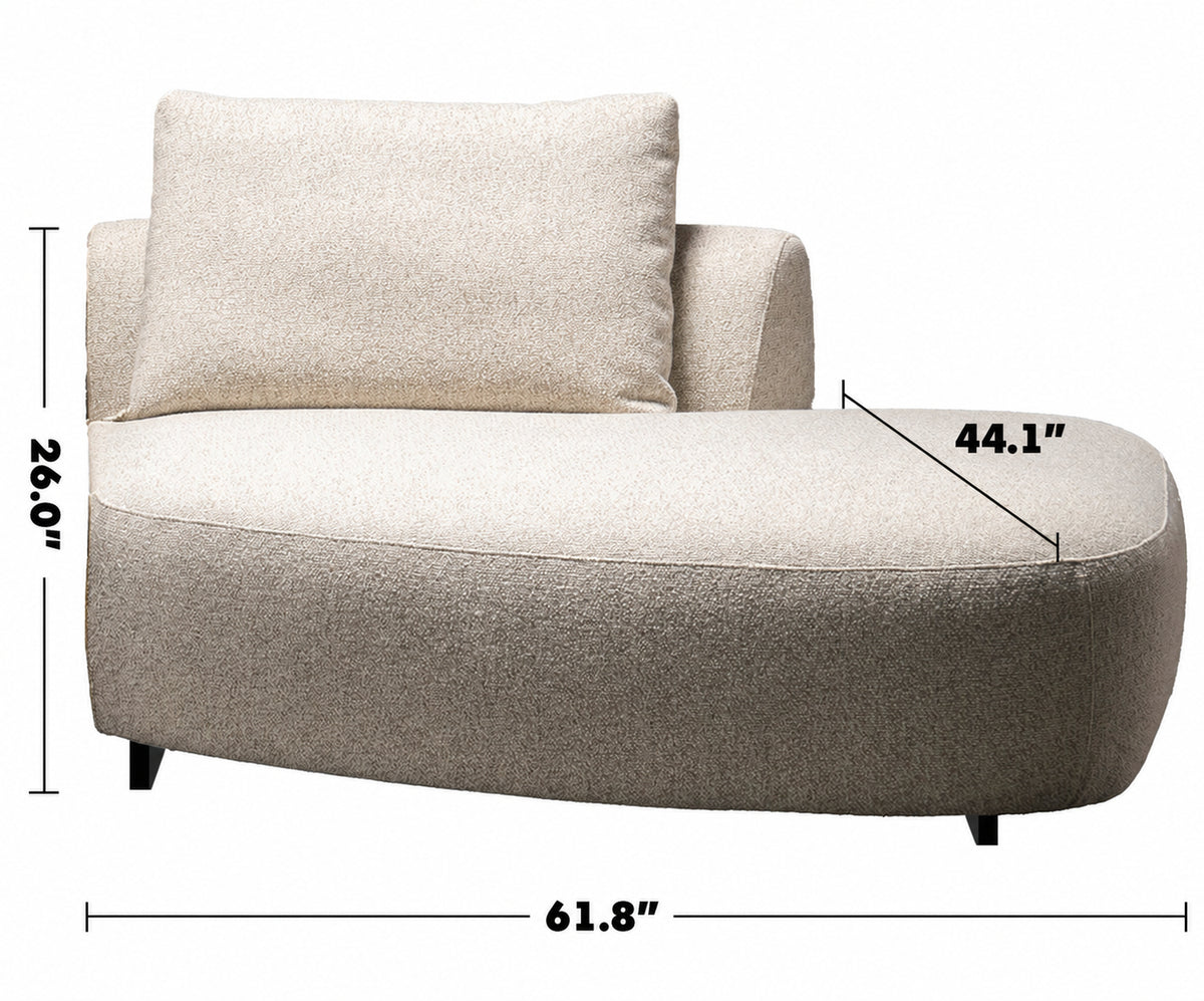 Cream Boucle Fabric Modular Chaise 2 Seater Sofa SERENE Size Chart