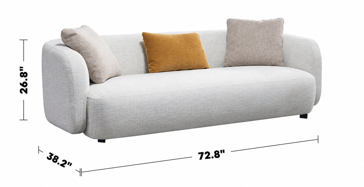 Cream Mixed Weave Fabric 2 Seater Sofa LUMA Size Chart