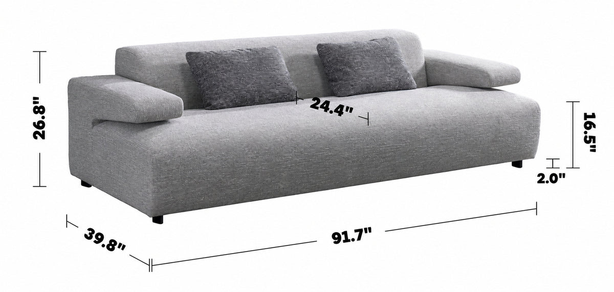 Minimalist Mixed Weave Fabric 3 Seater Sofa TORO Size Chart
