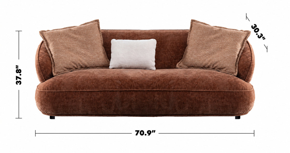Cream Velvet Fabric 2 Seater Sofa COCOA Size Chart