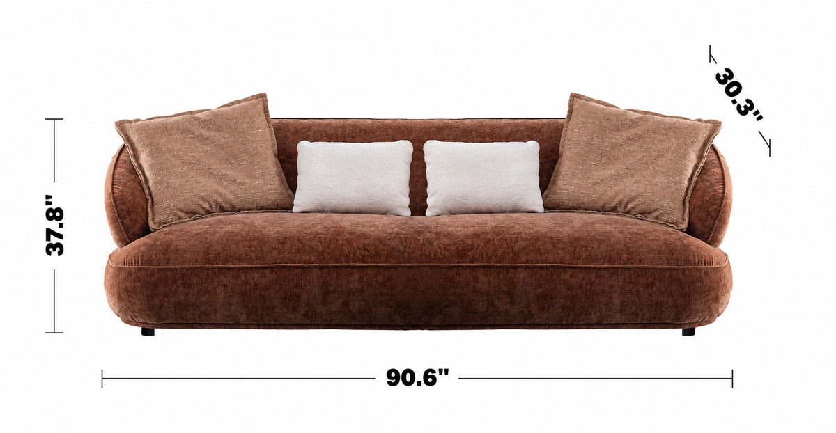 Cream Velvet Fabric 3 Seater Sofa COCOA Size Chart