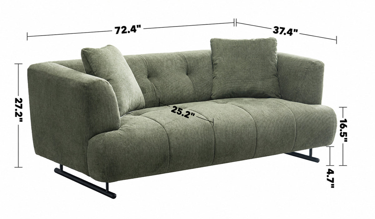Cream Cotton Fabric 2 Seater Sofa VERDO Size Chart