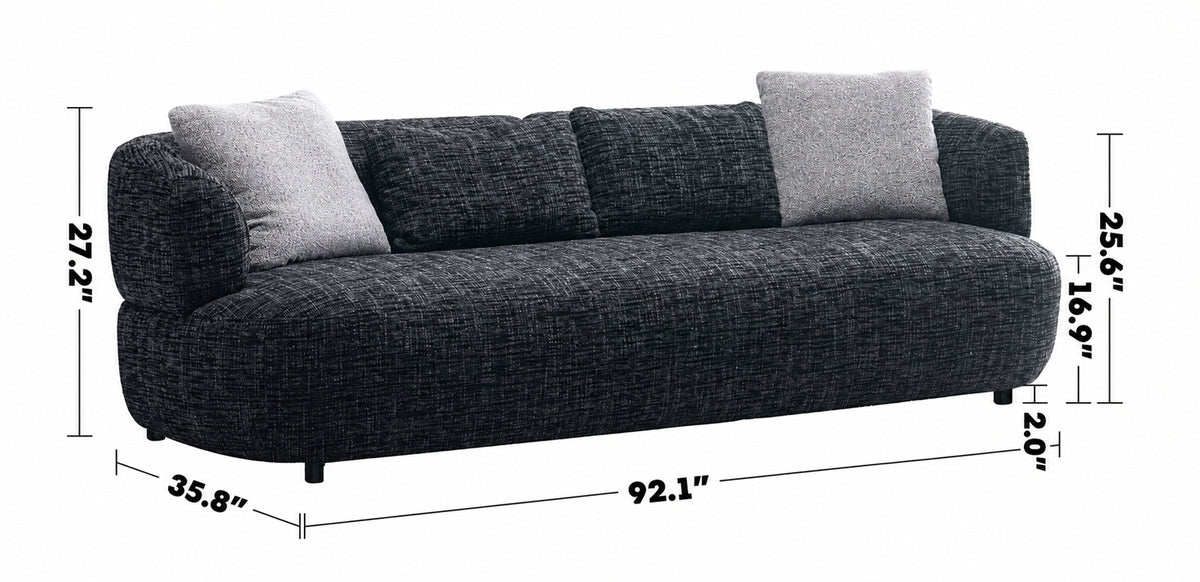Cream Mixed Weave Fabric 3 Seater Sofa NOIRY Size Chart