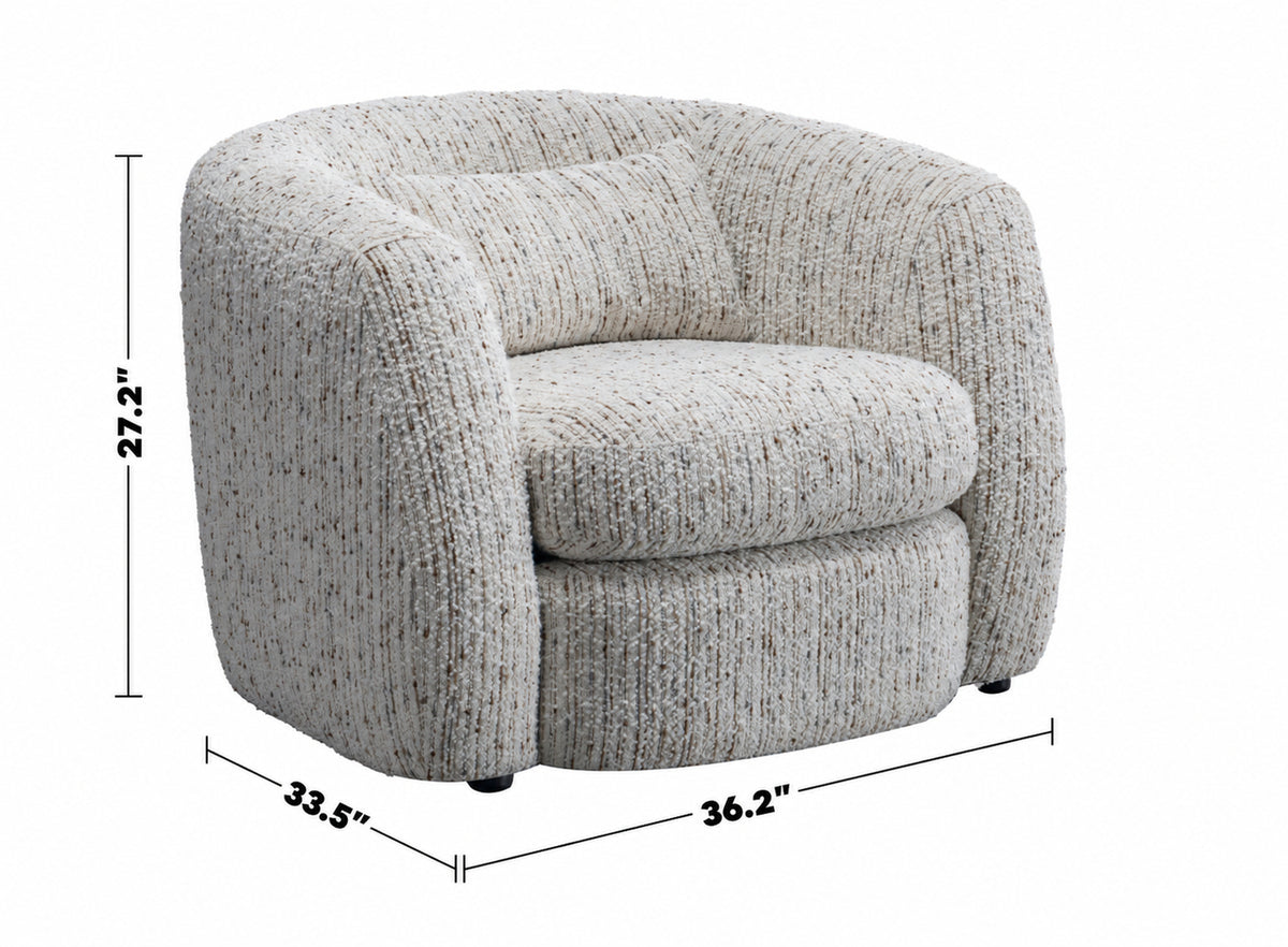 Cream Boucle Fabric 1 Seater Sofa TOFU Size Chart