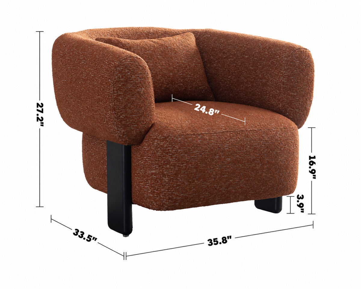 Cream Boucle Fabric 1 Seater Sofa NUBO Size Chart