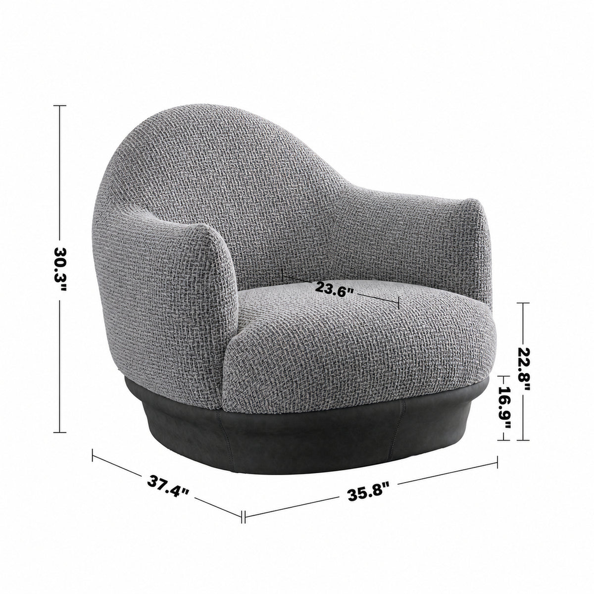 Modern Mixed Weave Revolving 1 Seater Sofa TWIGG Size Chart