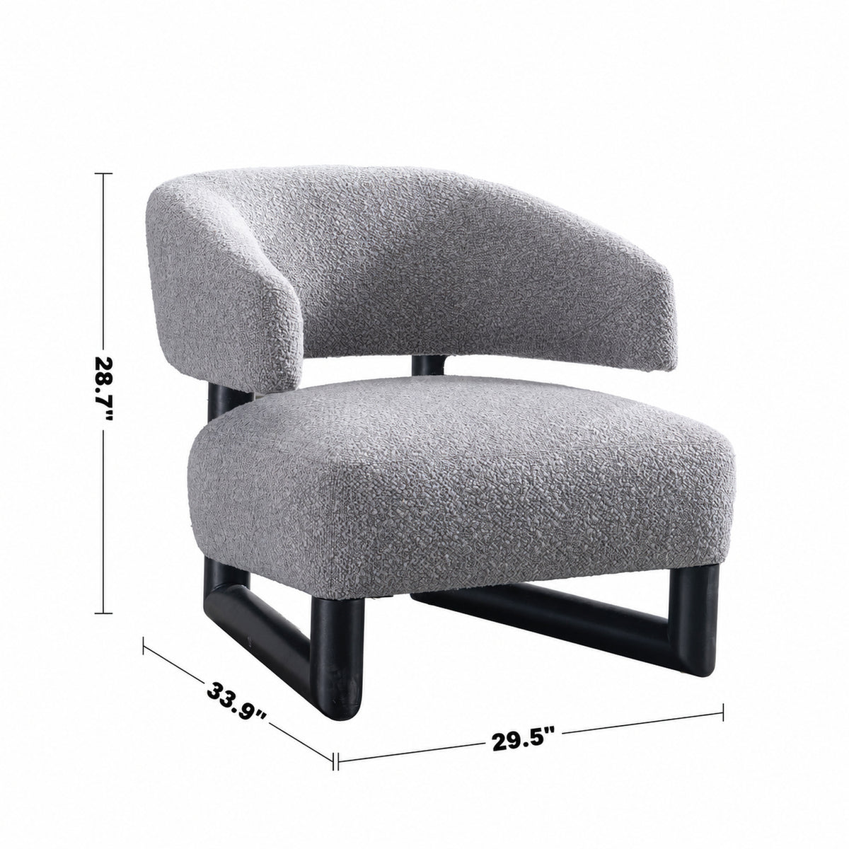 Modern Boucle Fabric 1 Seater Sofa MIROO Size Chart