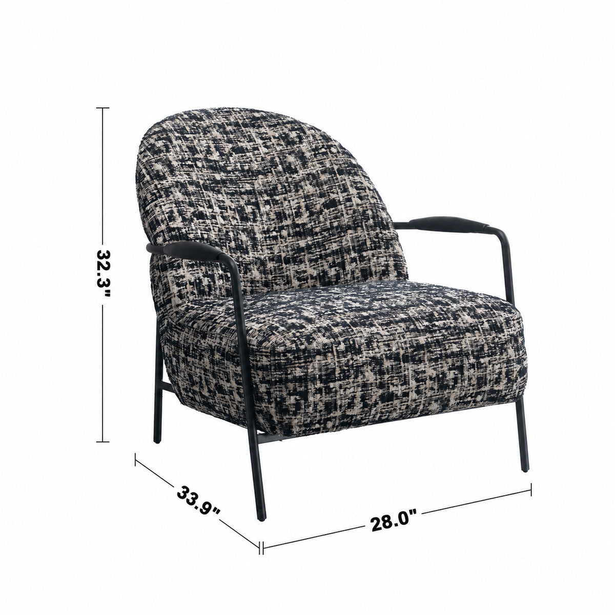 Industrial Mixed Weave Fabric 1 Seater Sofa TRIXY Size Chart