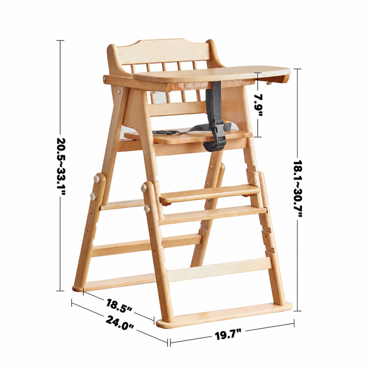 Scandinavian Beech Wood Kids Dining Chair AYLA Size Chart