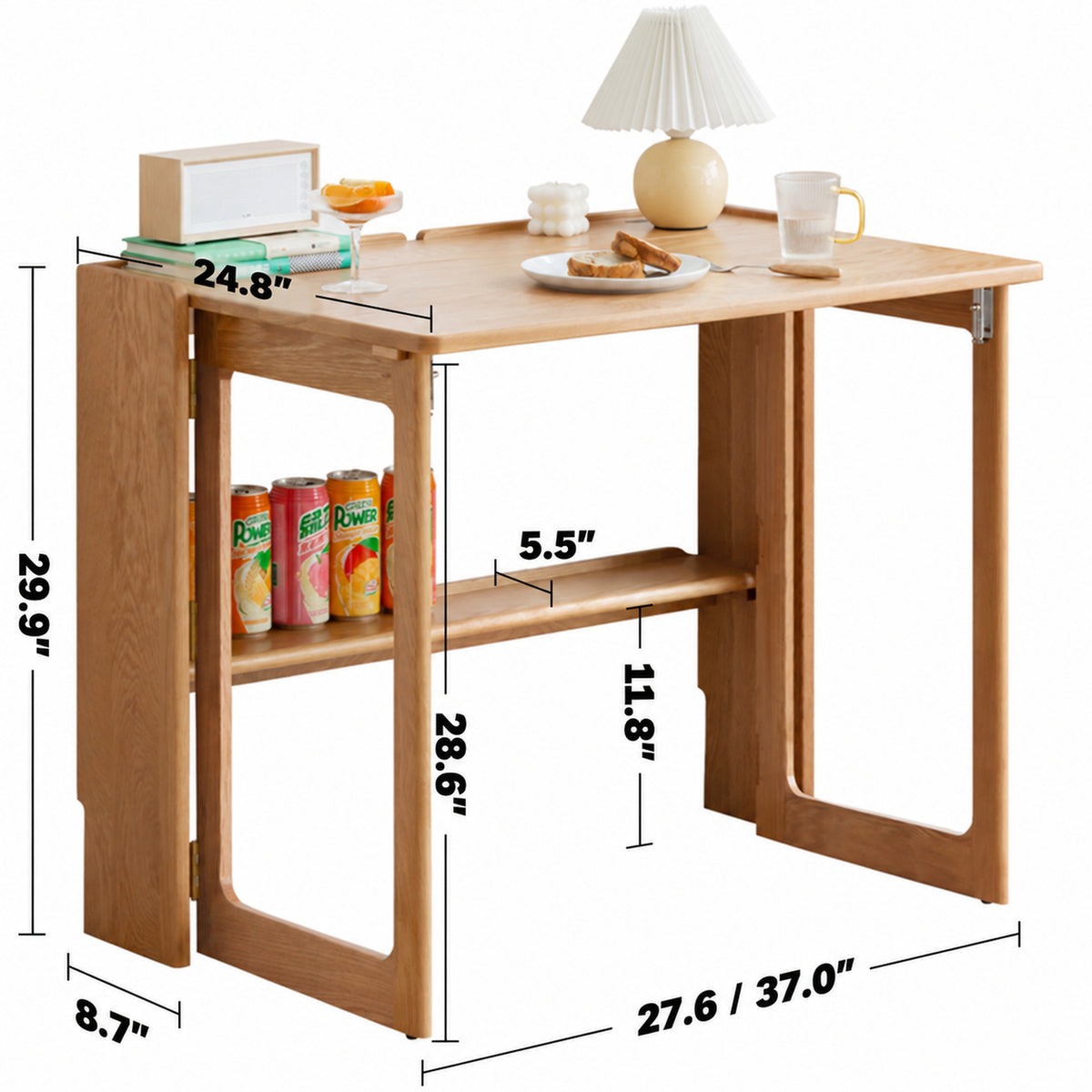 Scandinavian Oak Wood Extendable Study Table JORA Size Chart