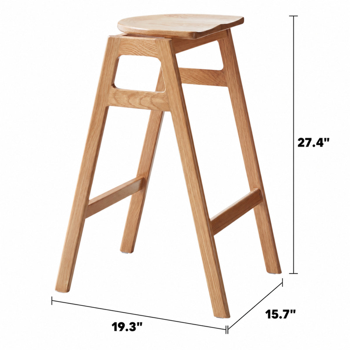 Scandinavian Oak Wood Stackable Bar Stool STACKO Size Chart