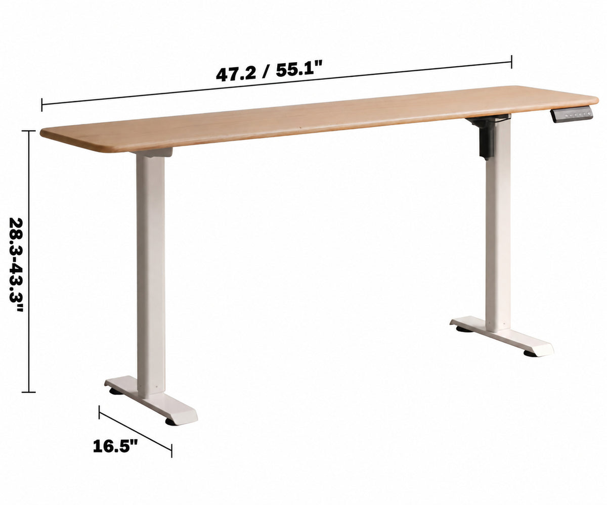 Scandinavian Oak Wood Electric Height Adjustable Slim Study Table SLIMLIFT Size Chart
