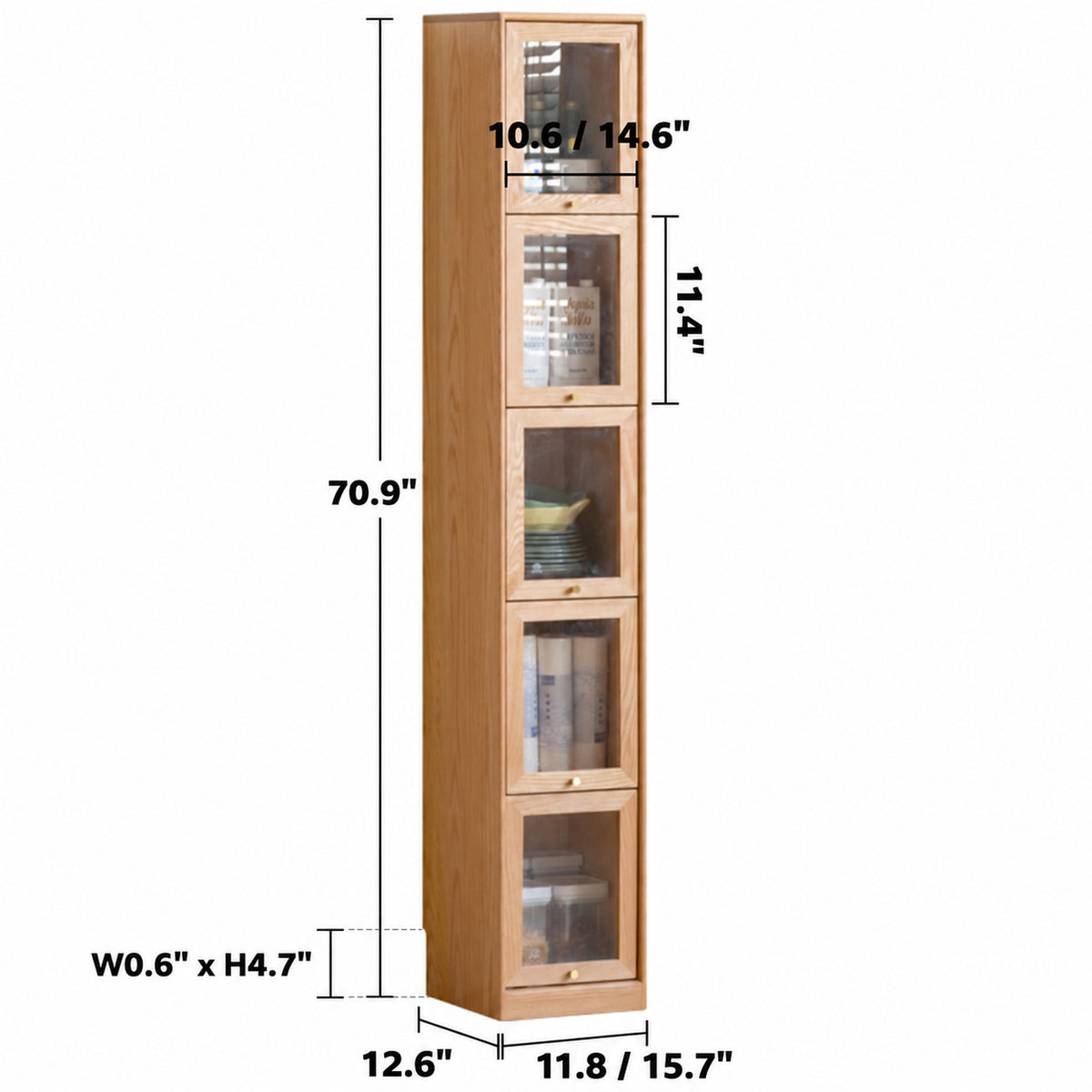 Scandinavian Oak Wood Side Cabinet SLIMCAB Size Chart