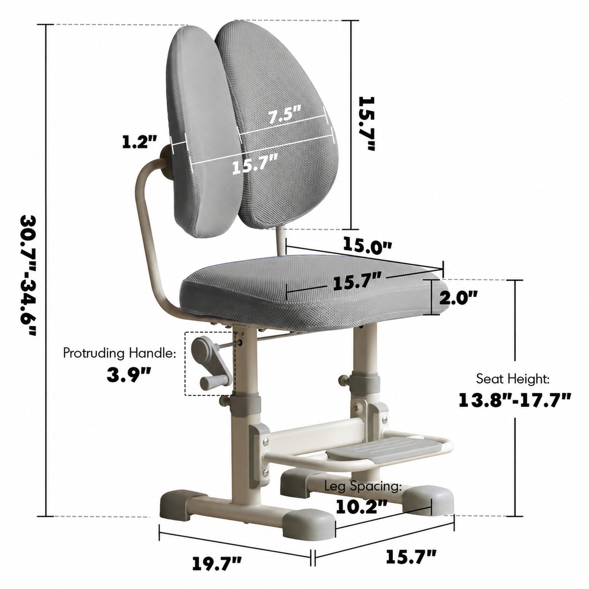 Modern Mesh Ergonomic Kids Study Chair ERGOKID Size Chart