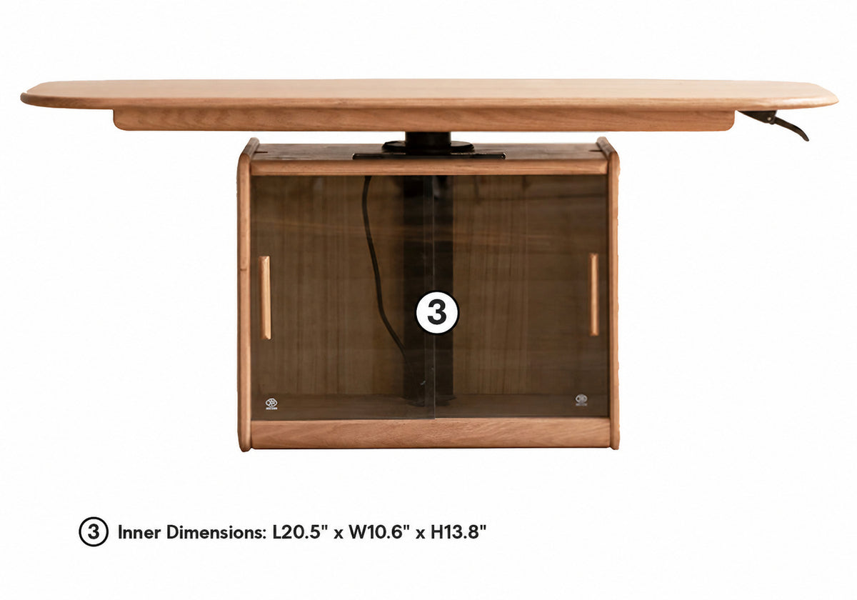 Scandinavian Oak Wood Tempered Glass Height Adjustable Coffee Table LIFT Size Chart_2