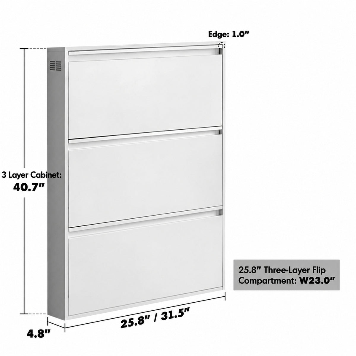 Bauhaus Steel Shoe Cabinet SLIM Size Chart