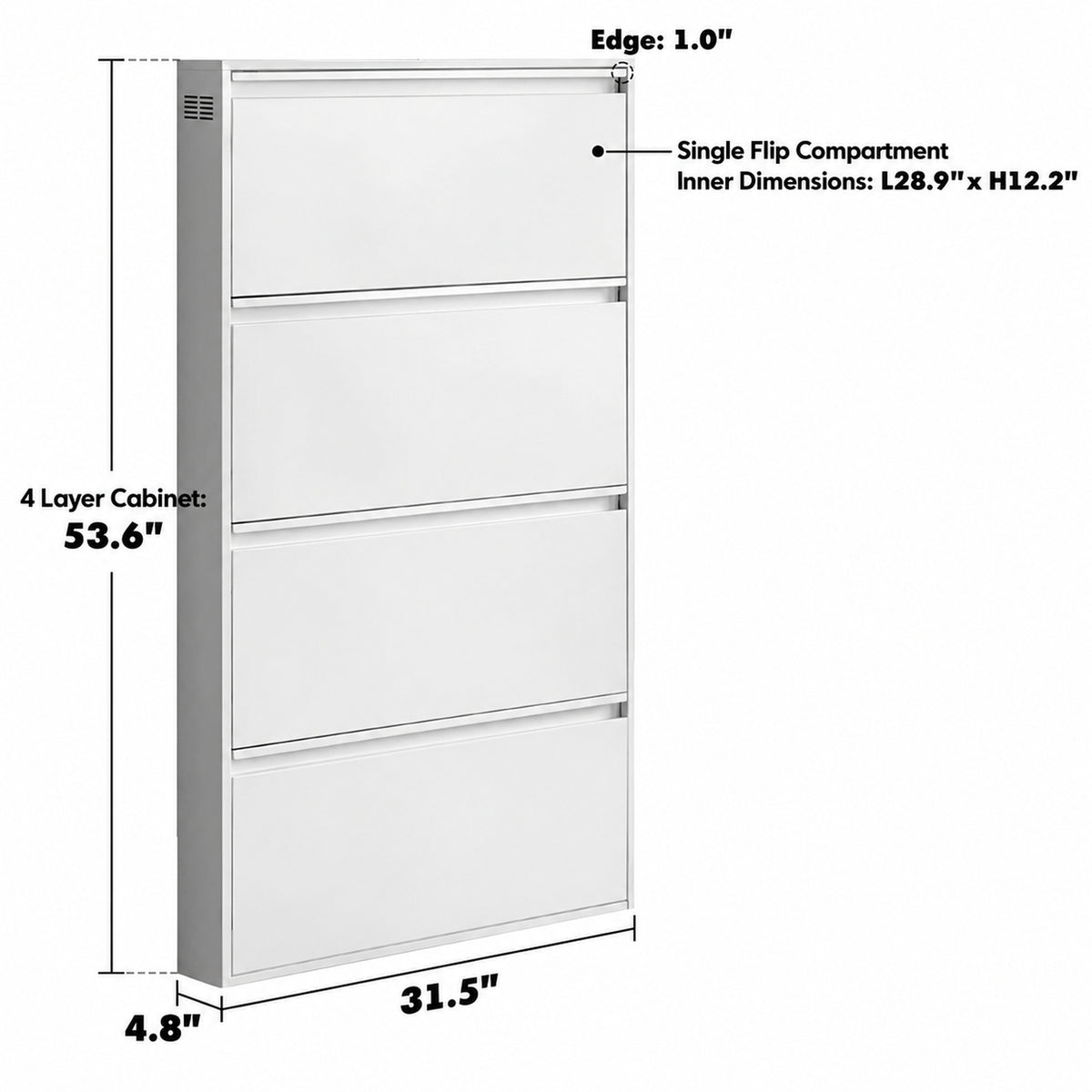 Bauhaus Steel Shoe Cabinet SLIM Size Chart_2