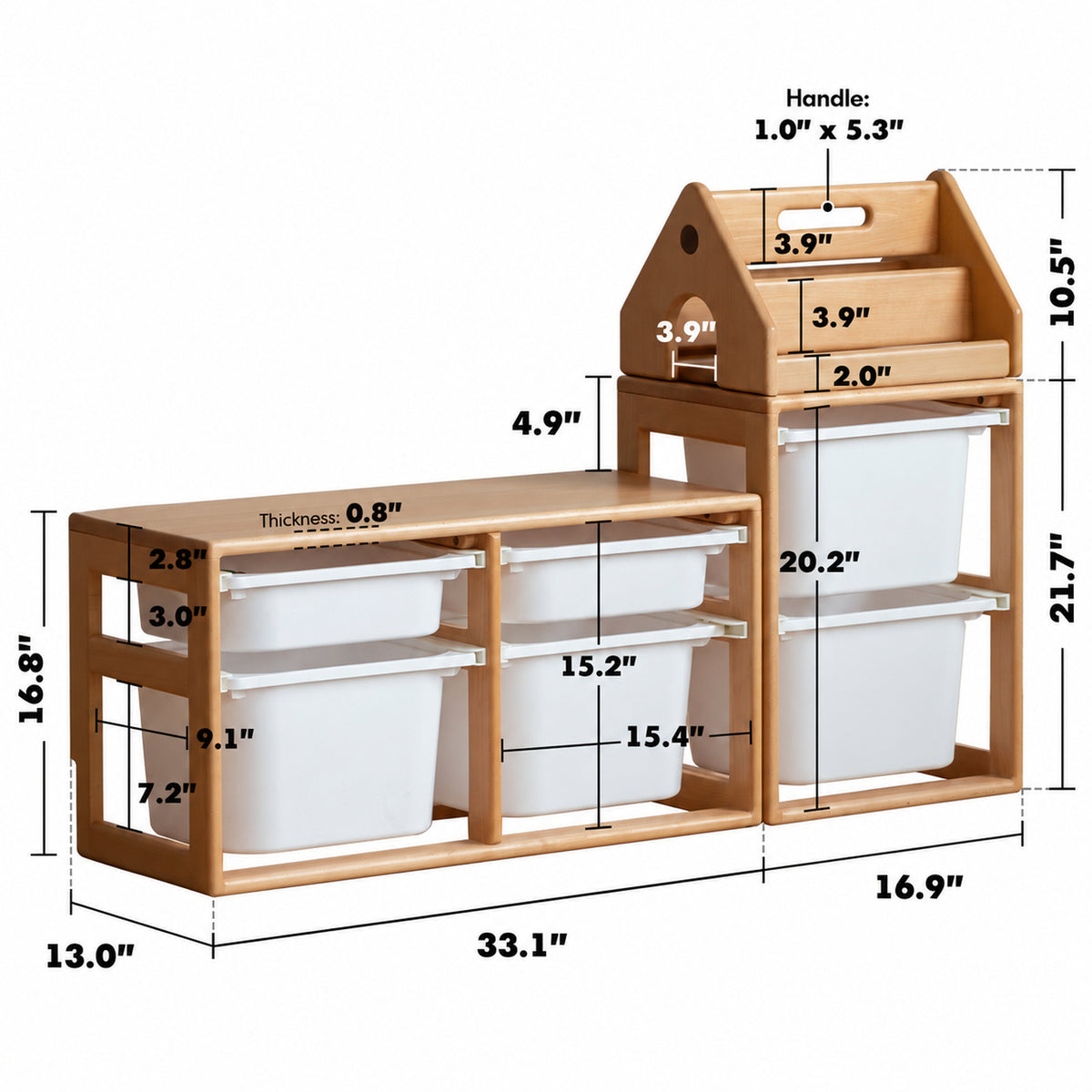 Scandinavian Poplar Wood Kids Storage Drawer Cabinet CUBBY Size Chart
