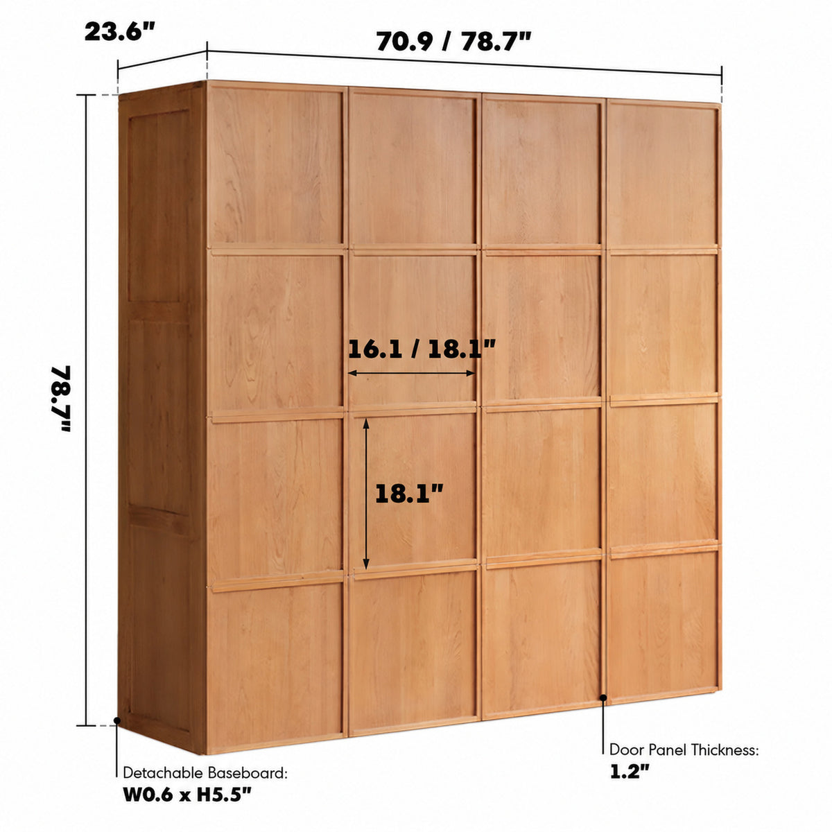 Scandinavian Cherry Wood Swing Door Wardrobe VERA Size Chart_2