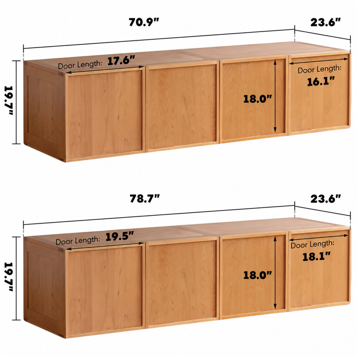 Scandinavian Cherry Wood Swing Door Wardrobe VERA Size Chart_3