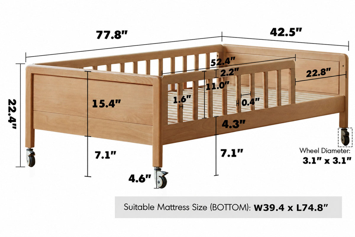 Scandinavian Beech Wood Kids Bunk Bed With Trundle CUBBLE Size Chart_2