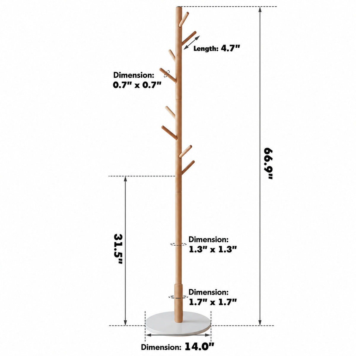Scandinavian Beech Wood Quartz Stone Base Clothes Hanger PEBBLE Size Chart