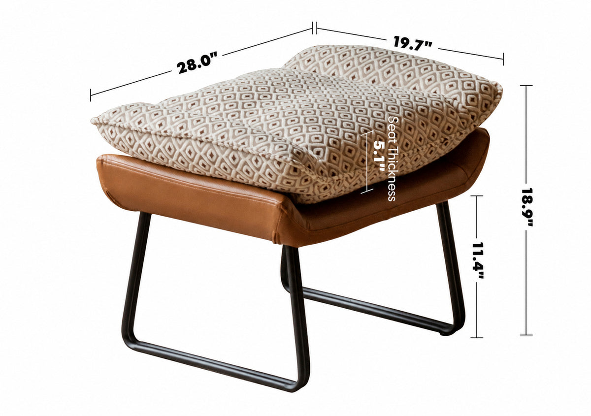 Vintage Mixed Weave Fabric Rocking Chair 1 Seater Sofa With Ottoman EGGSHELL Size Chart_2