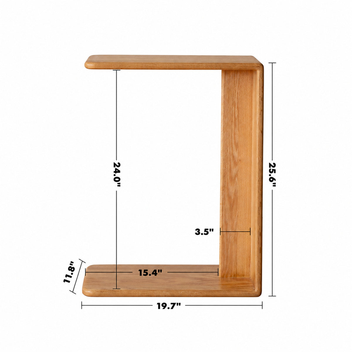 Scandinavian Oak Wood Multi Functional Side Table CSHAPE Size Chart