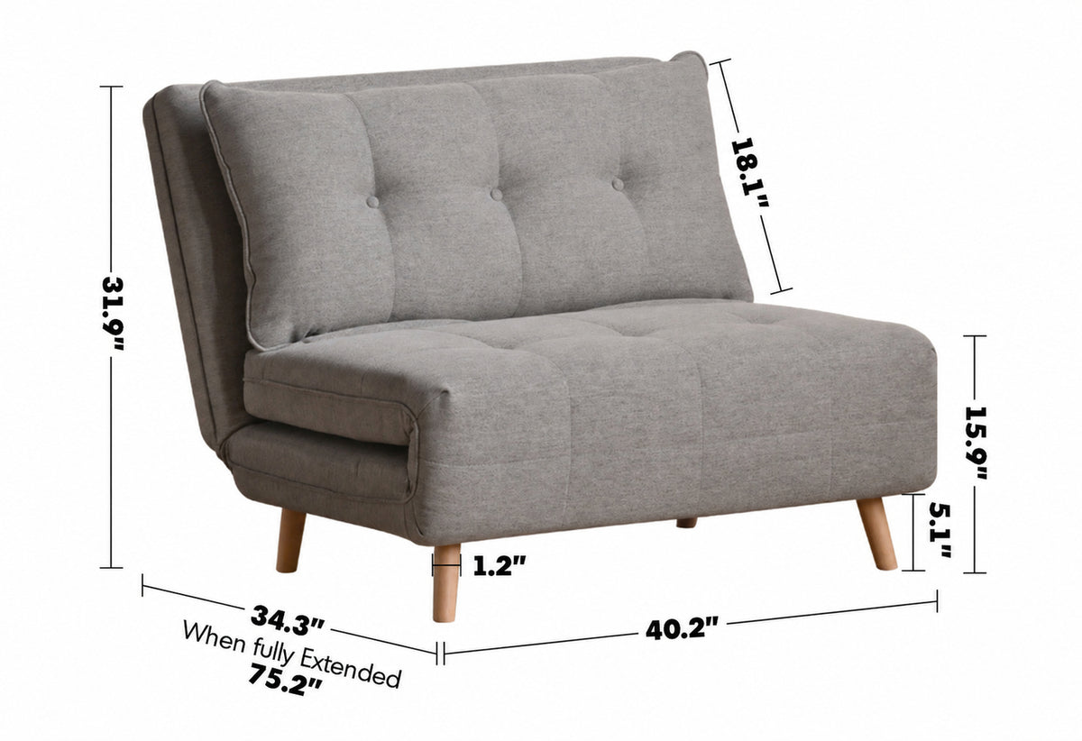 Modern Mixed Weave Fabric 1 Seater Sofa Bed AERO Size Chart