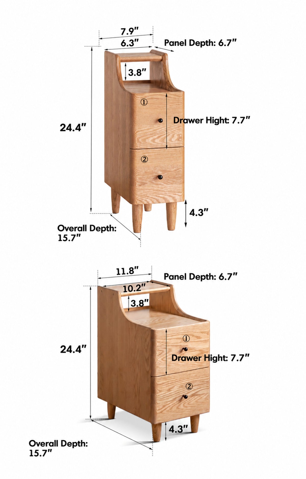 Scandinavian Wood Side Table BESIDE Size Chart