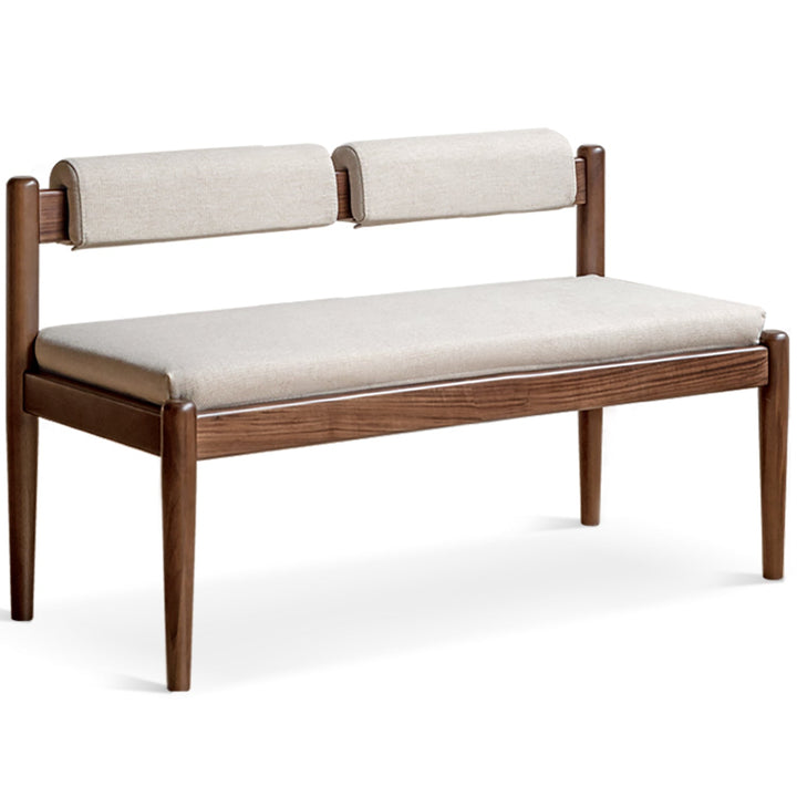 Japandi Oak Wood Mixed Weave Fabric Dining Bench PILLAR WALNUT