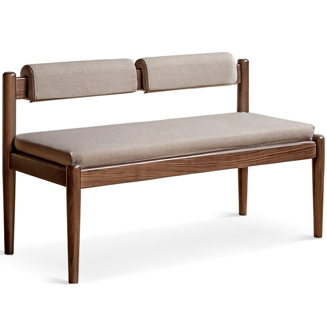 Japandi Oak Wood Mixed Weave Fabric Dining Bench PILLAR WALNUT