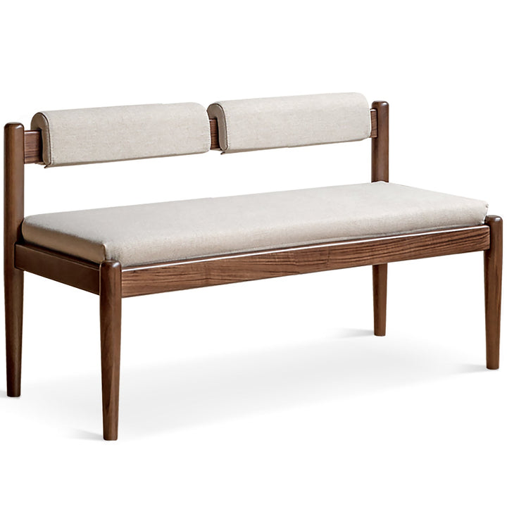 Scandinavian Oak Wood Mixed Weave Fabric Dining Bench PILLAR WALNUT